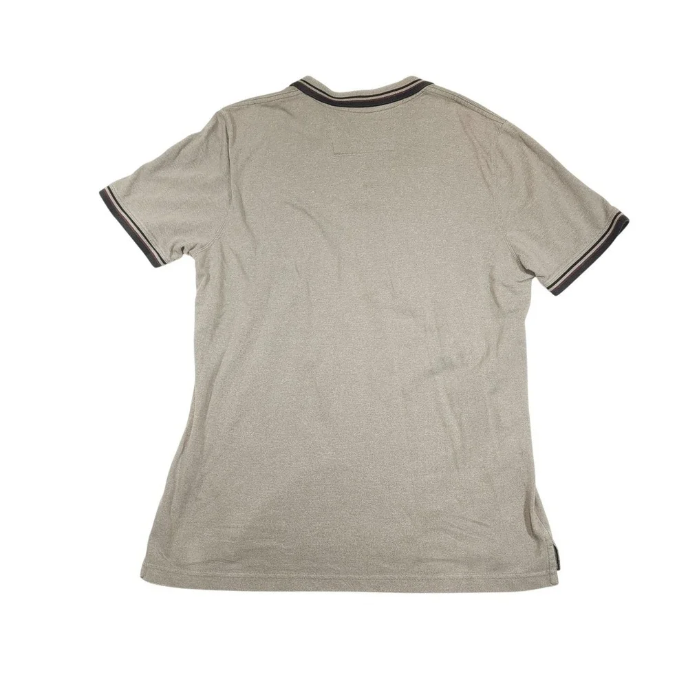 Banana Republic Polo Shirt Mens Large Gray Short Sleeve Striped‎ Cotton Collared